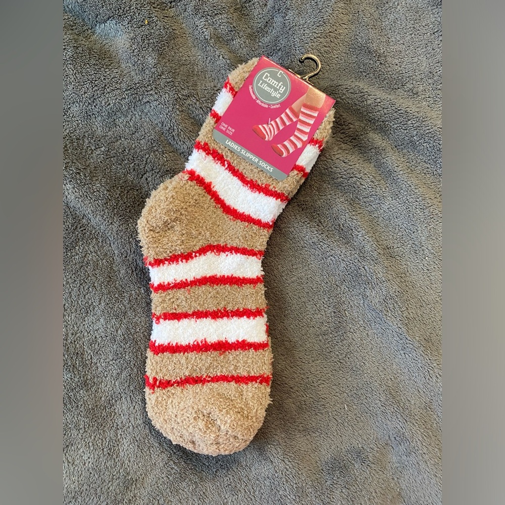 Cozy Christmas Striped Fuzzy Socks